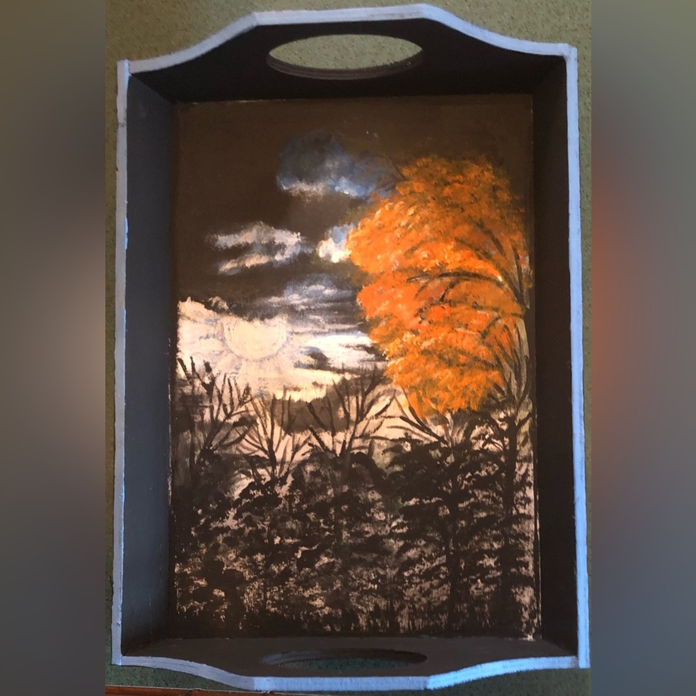 Fall/Winter Scenery Wood Trinket Tray